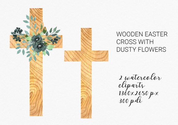 Download Watercolor Floral N Wooden Cross Clipart - Premium Resources