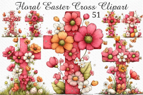 Download Floral Easter Cross Clipart Png Bundle - Premium Resources